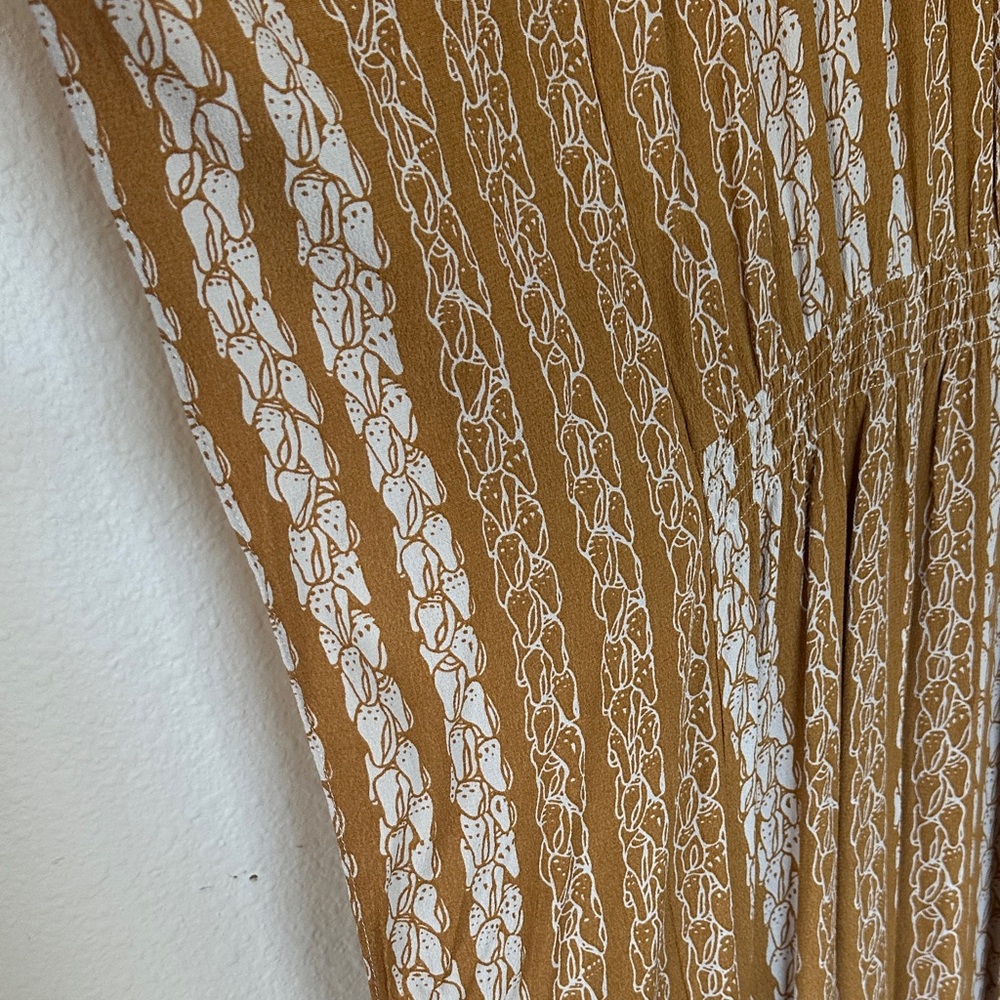 Manaola Striped Caftan Maxi Dress in Mustard and White - Picture 4 of 5